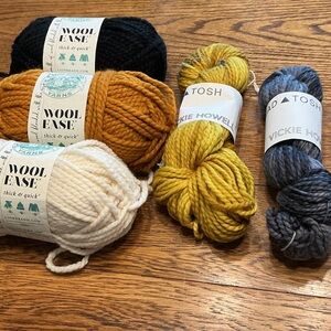 Lion Brand Wool-Ease Yarn Set - Black, Butterscotch, Cream/Vickie Howell Skeins